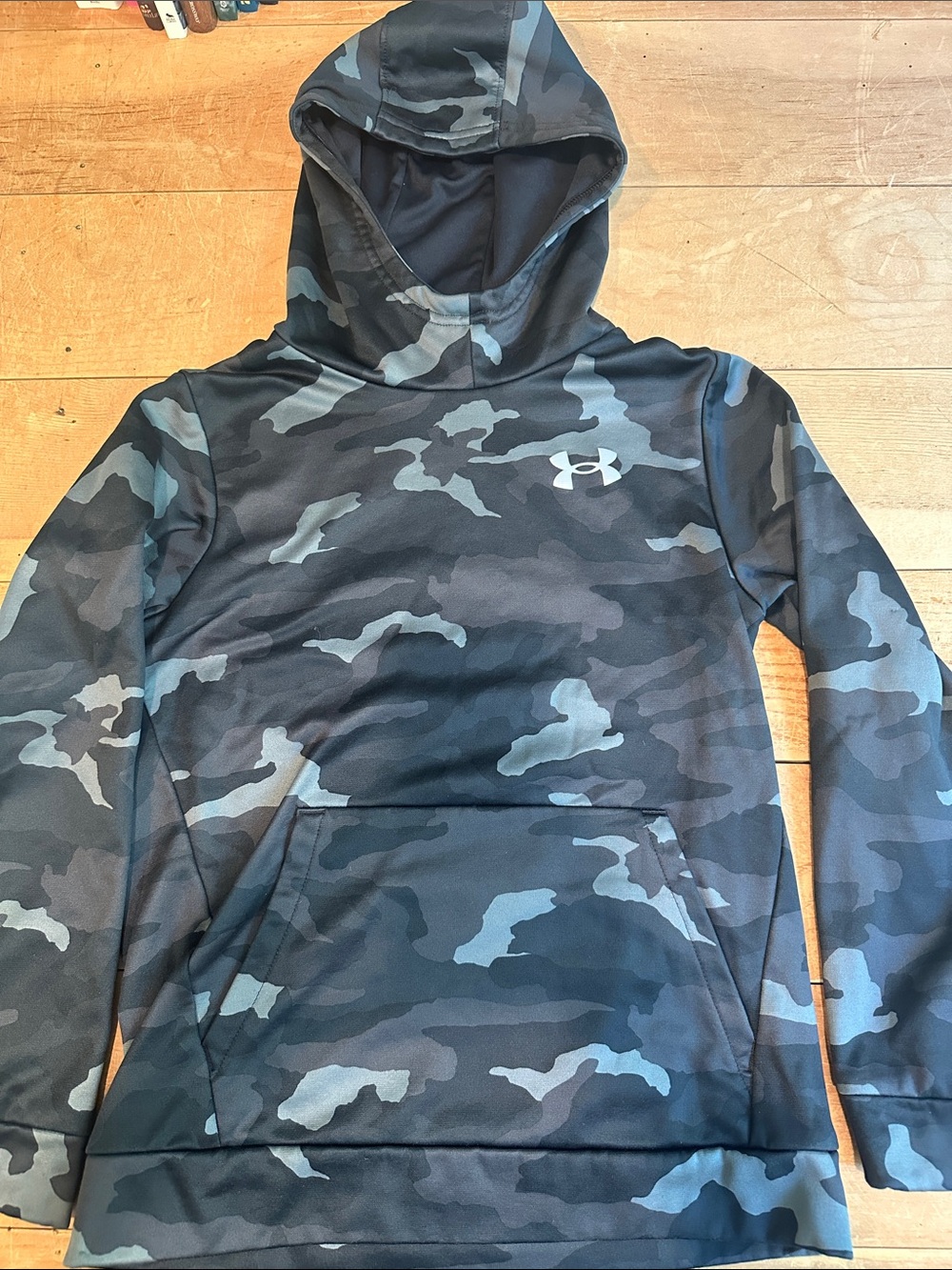 Under Armour Boys' Black & Gray Camo Hooded Pullover
